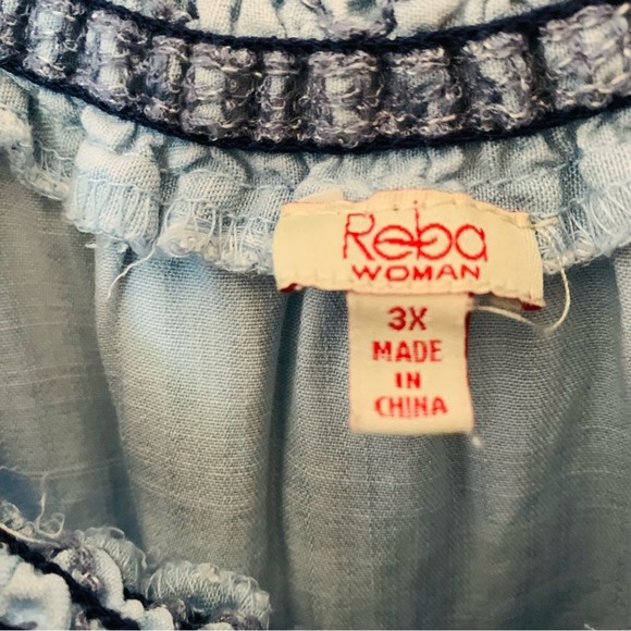 Reba Woman | 3X Embroidered Top Boho Southwestern Tribal Flowy Comfy Relaxed Fit - Picture 4 of 10